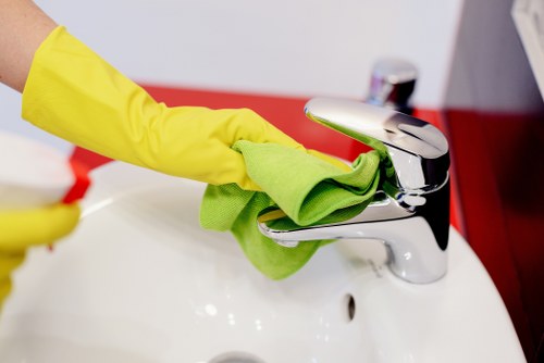 Carpet cleaning equipment and service setup at the start of a booking